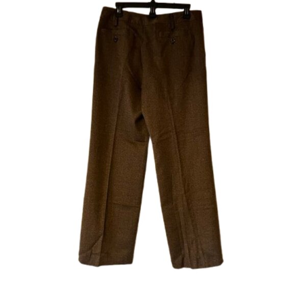 Larry Levine Brown Herringbone Wide Leg Trousers - 10 - Picture 2 of 5